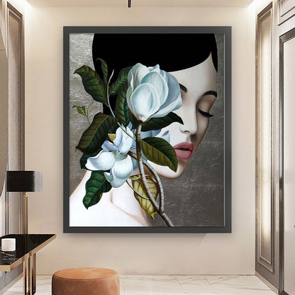 White Rose Woman - 11CT Stamped Cross Stitch 50*60CM