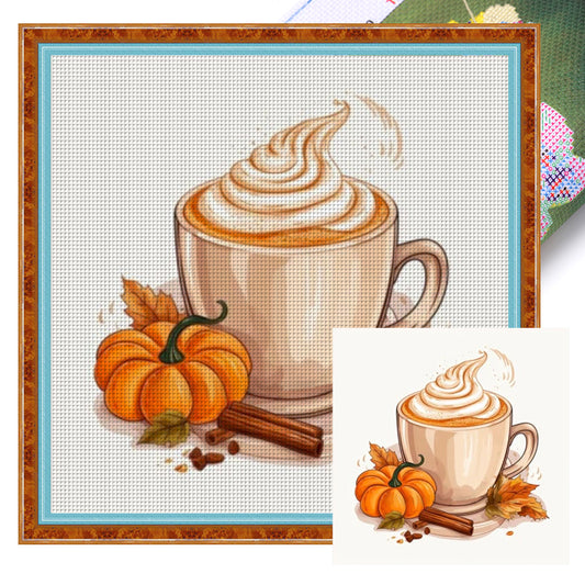 Pumpkin Coffee - 11CT Stamped Cross Stitch 50*50CM