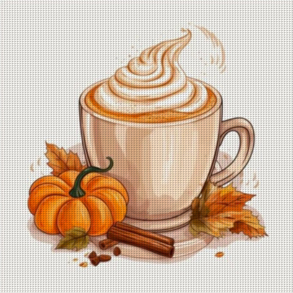 Pumpkin Coffee - 11CT Stamped Cross Stitch 50*50CM