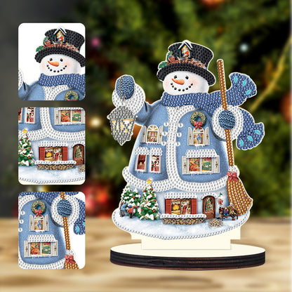 Christmas Snowman Wooden Desktop Diamond Painting Ornament (#2)