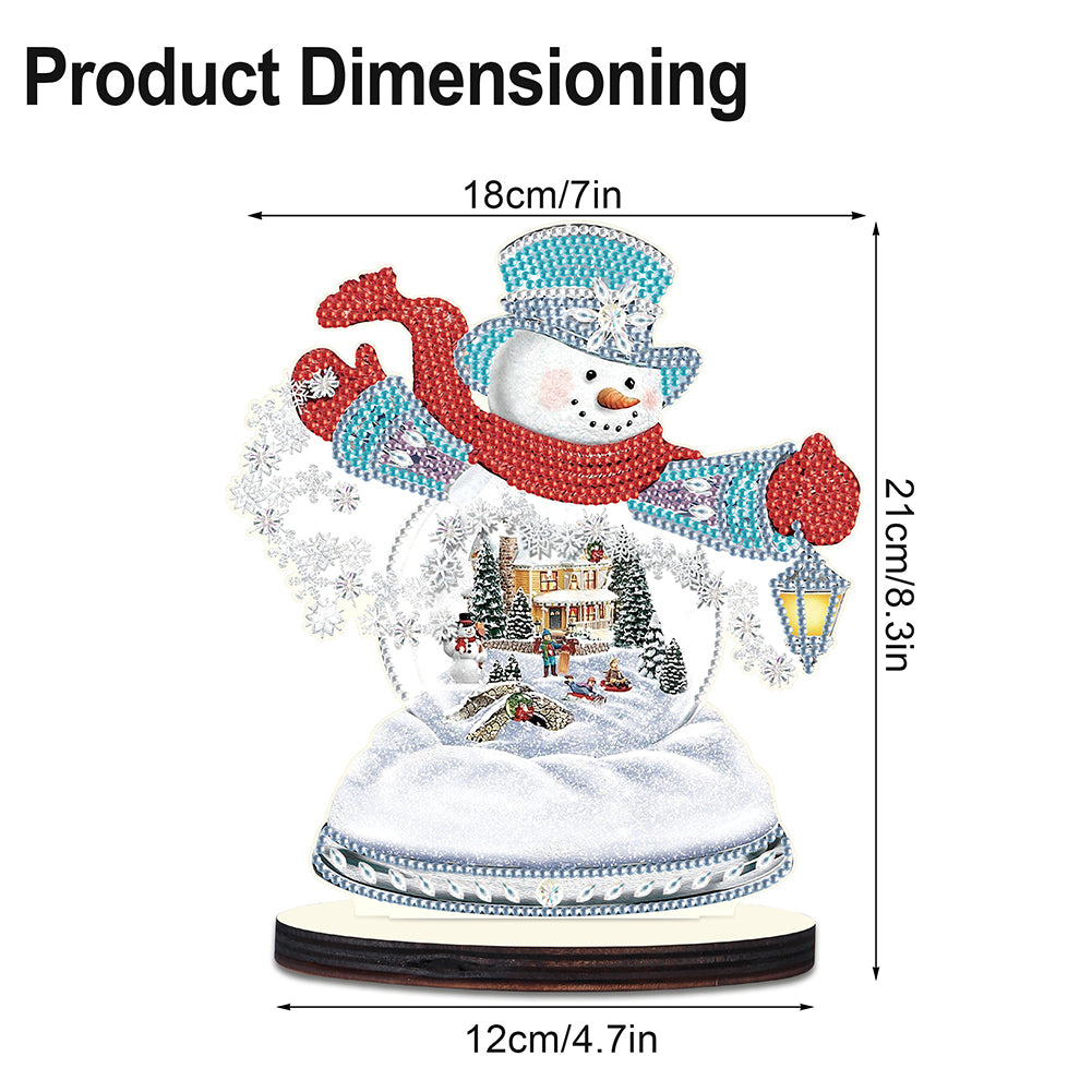 Christmas Snowman Wooden Desktop Diamond Painting Ornament (#4)