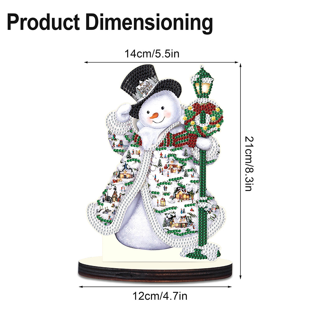 Christmas Snowman Wooden Desktop Diamond Painting Ornament (#10)