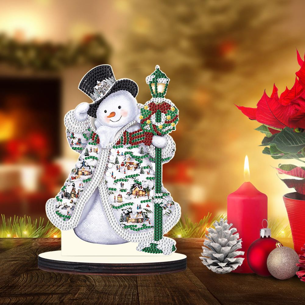 Christmas Snowman Wooden Desktop Diamond Painting Ornament (#10)