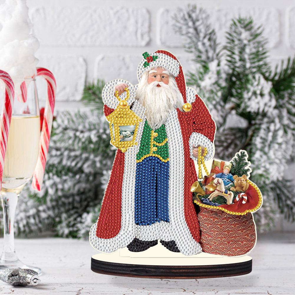 Wooden Desktop Diamond Painting Ornament Diamond Table Decor (Santa #1)