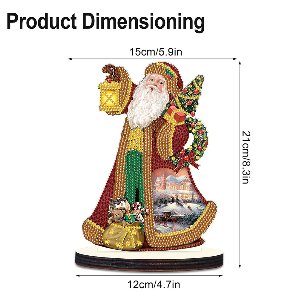 Wooden Desktop Diamond Painting Ornament Diamond Table Decor (Santa #2)