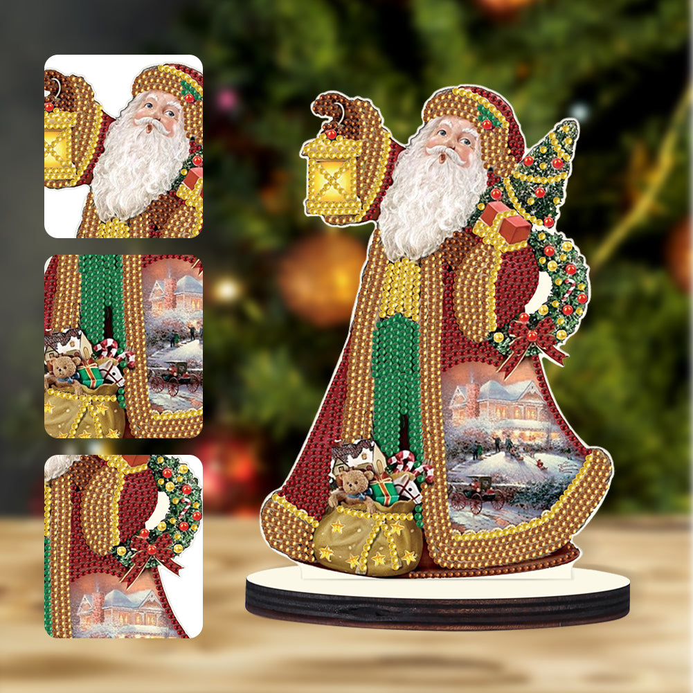 Wooden Desktop Diamond Painting Ornament Diamond Table Decor (Santa #2)