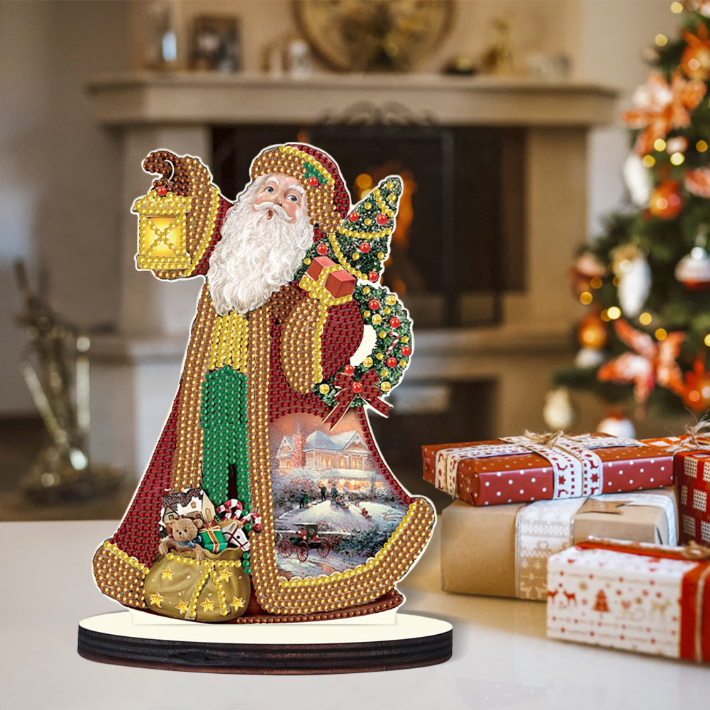 Wooden Desktop Diamond Painting Ornament Diamond Table Decor (Santa #2)