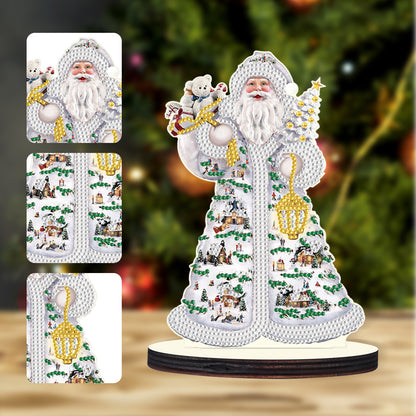 Wooden Desktop Diamond Painting Ornament Diamond Table Decor (Santa #3)