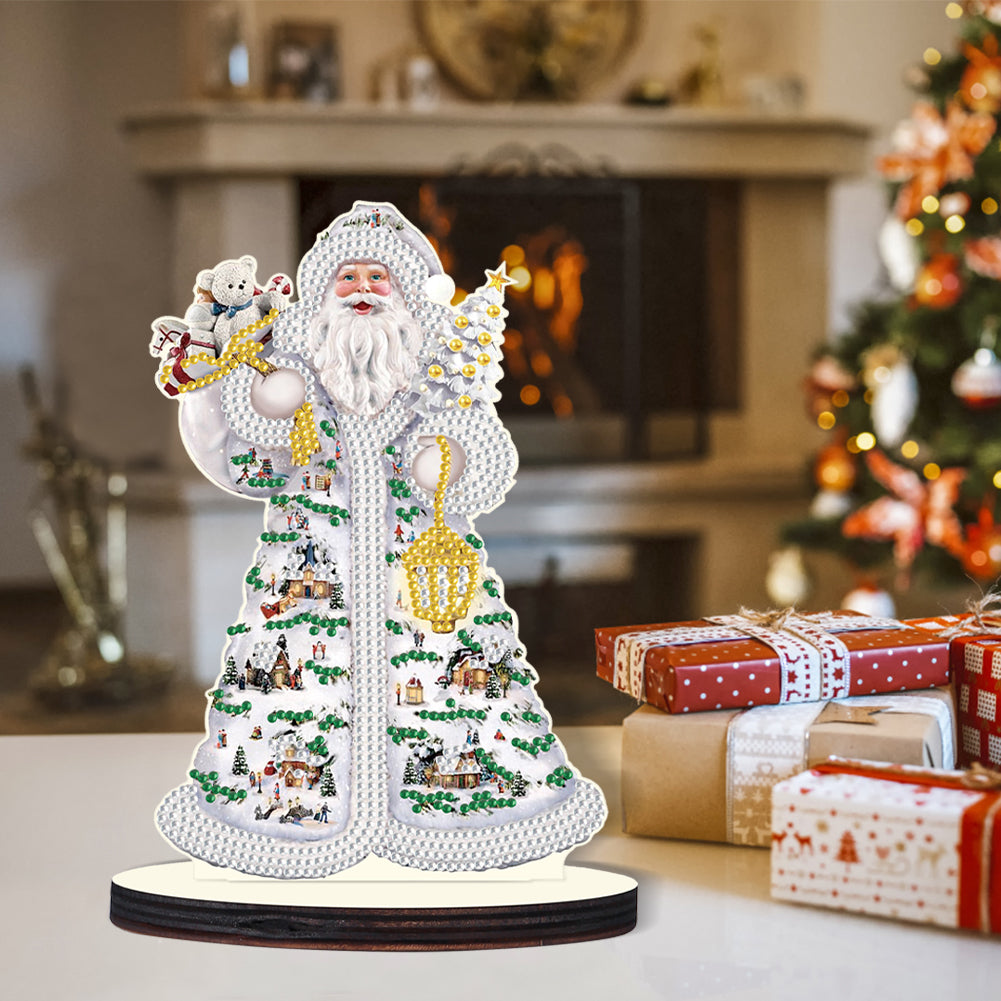 Wooden Desktop Diamond Painting Ornament Diamond Table Decor (Santa #3)