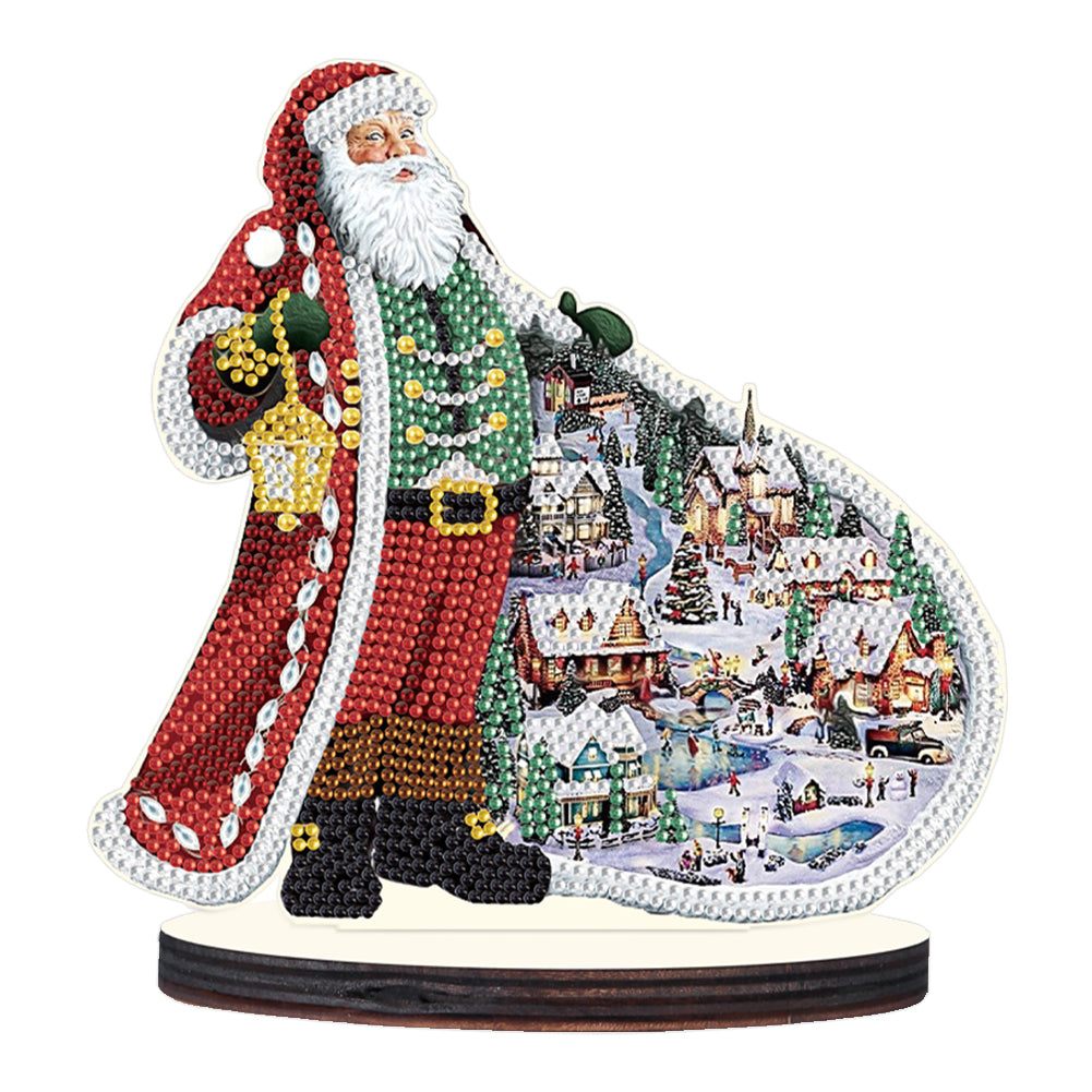 Wooden Desktop Diamond Painting Ornament Diamond Table Decor (Santa #5)