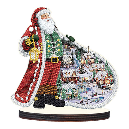 Wooden Desktop Diamond Painting Ornament Diamond Table Decor (Santa #5)