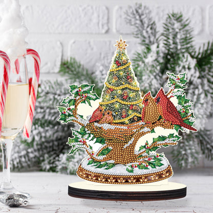 Christmas Snow Scene Wooden Desktop Diamond Painting Ornament (#1)