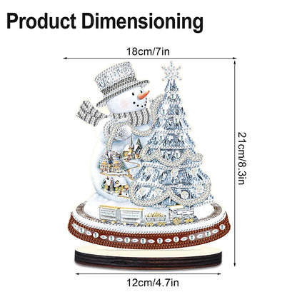 2PCS Wooden Xmas Snowman Desktop Diamond Painting Ornament (#3)