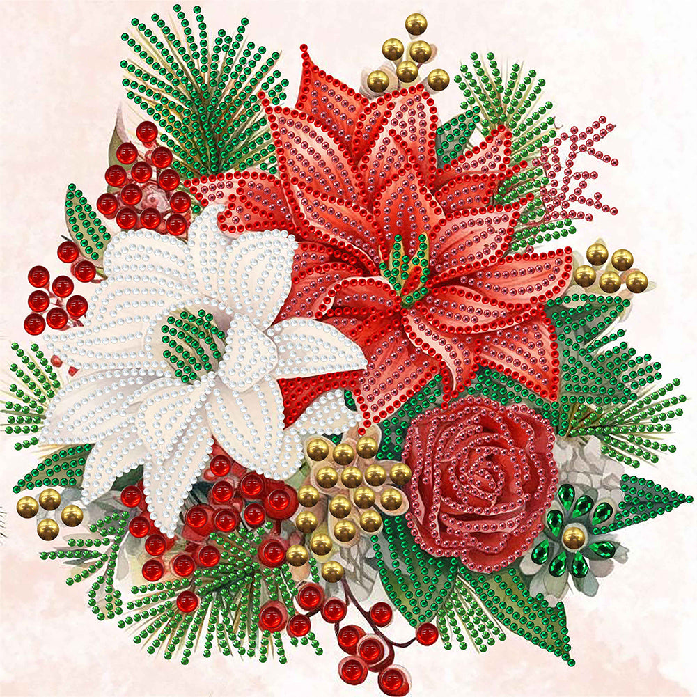 Christmas Flower Poinsettia - Special Shaped Drill Diamond Painting 30*30CM