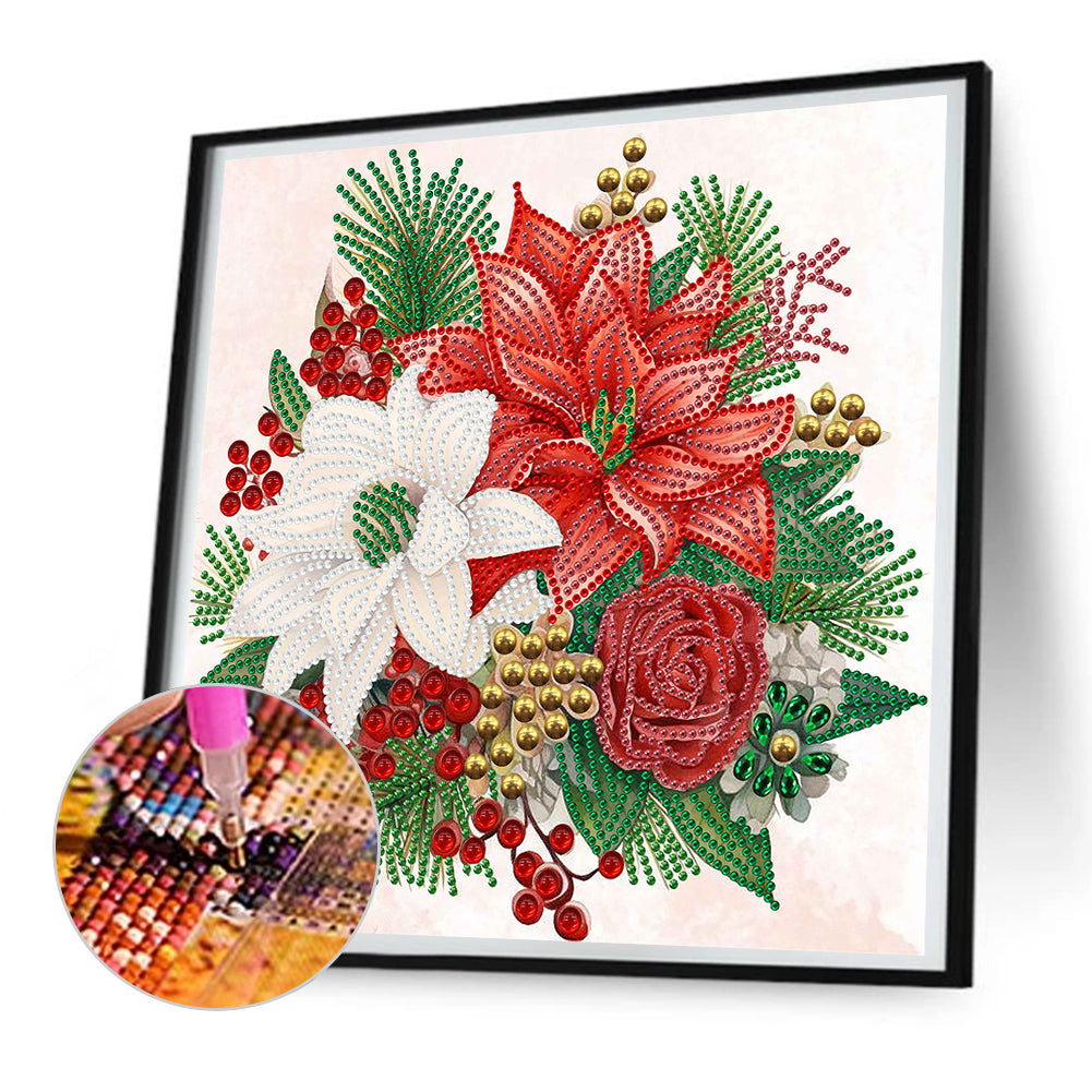 Christmas Flower Poinsettia - Special Shaped Drill Diamond Painting 30*30CM