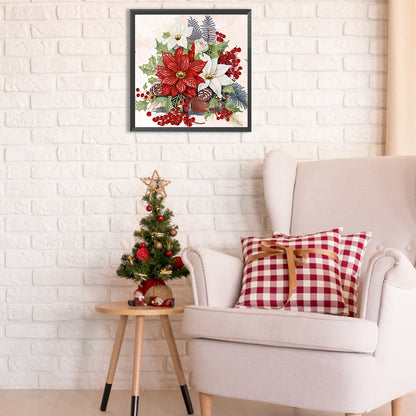 Christmas Flower Poinsettia - Special Shaped Drill Diamond Painting 30*30CM