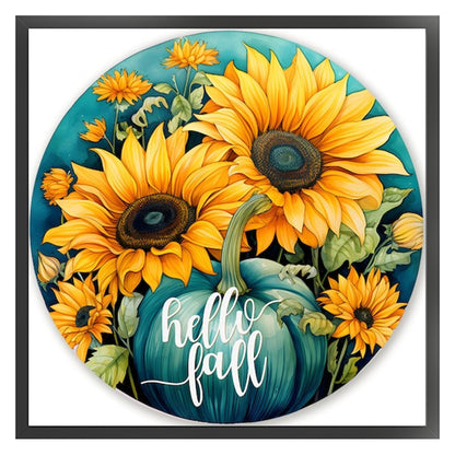 Pumpkin Sunflower - 11CT Stamped Cross Stitch 40*40CM