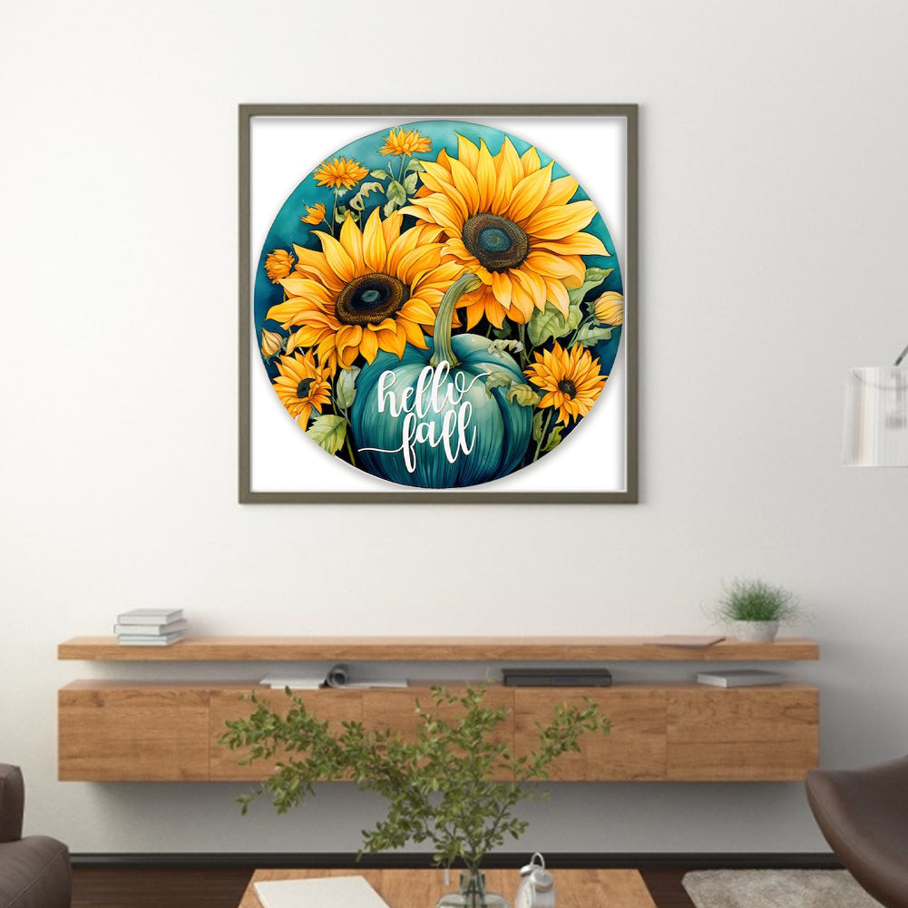 Pumpkin Sunflower - 11CT Stamped Cross Stitch 40*40CM