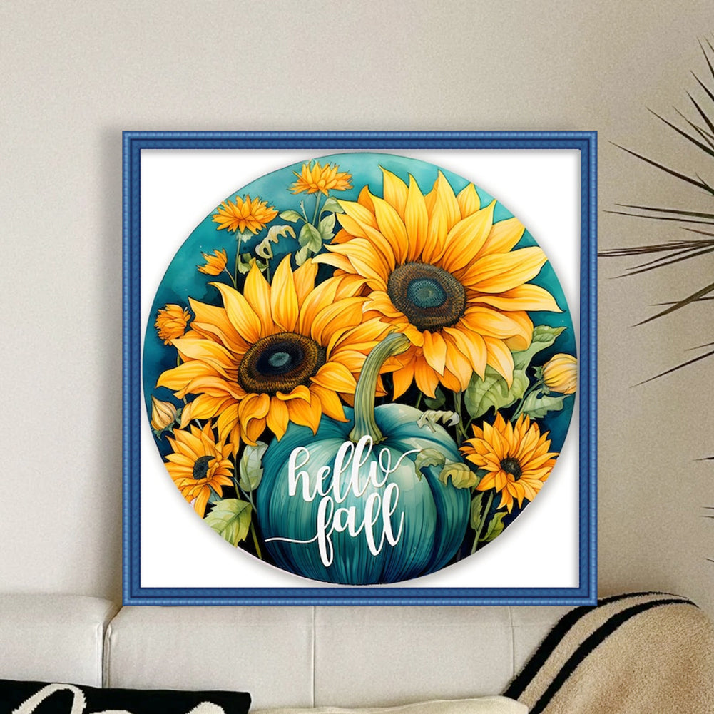 Pumpkin Sunflower - 11CT Stamped Cross Stitch 40*40CM