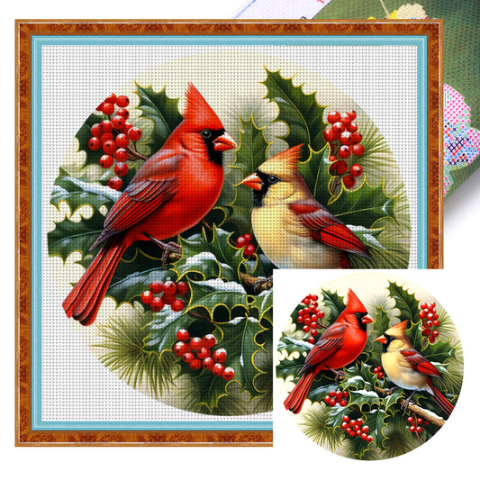 Christmas Red Bird - 11CT Stamped Cross Stitch 40*40CM