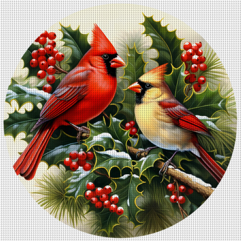 Christmas Red Bird - 11CT Stamped Cross Stitch 40*40CM