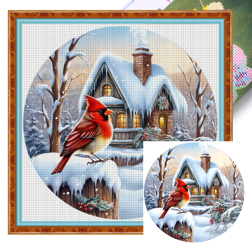 Christmas Red Bird - 11CT Stamped Cross Stitch 40*40CM