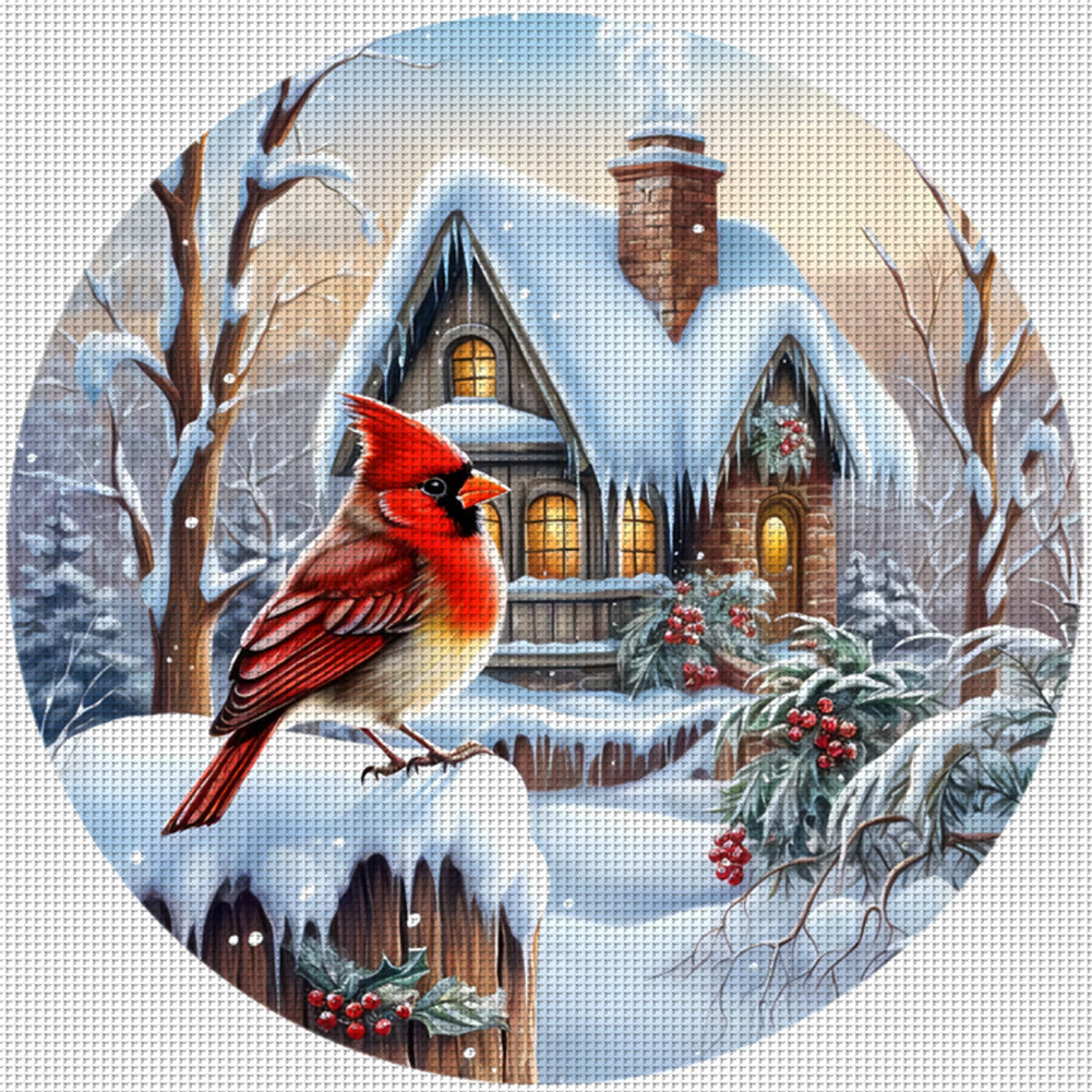 Christmas Red Bird - 11CT Stamped Cross Stitch 40*40CM