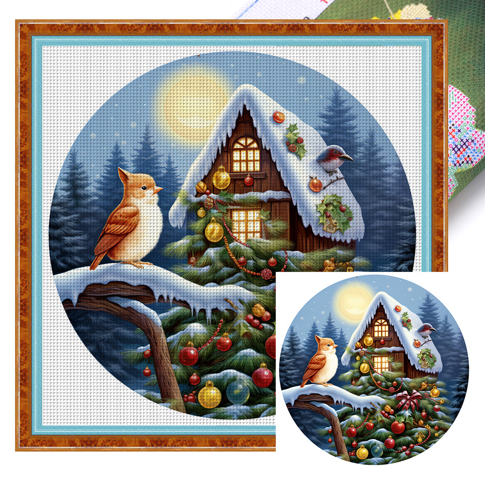 Christmas Cabin - 11CT Stamped Cross Stitch 40*40CM