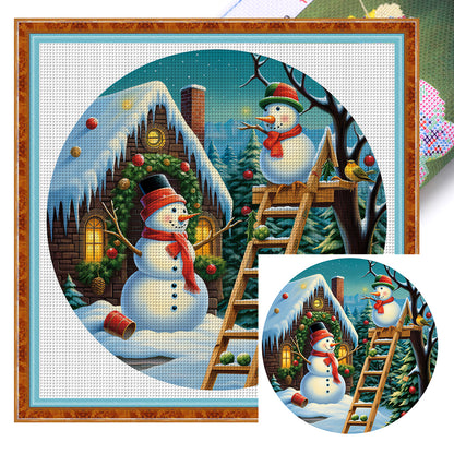 Christmas Cabin - 11CT Stamped Cross Stitch 40*40CM