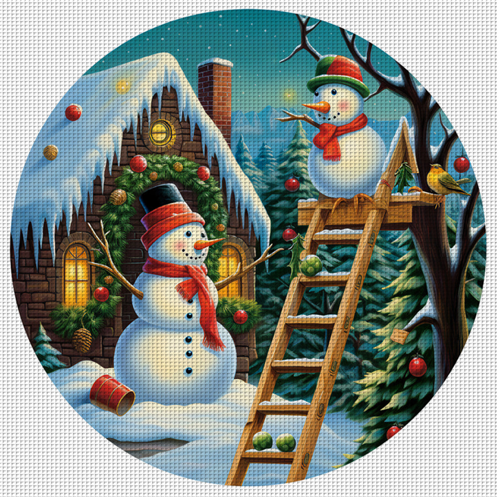 Christmas Cabin - 11CT Stamped Cross Stitch 40*40CM