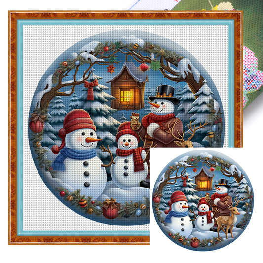 Christmas Snowman - 11CT Stamped Cross Stitch 40*40CM