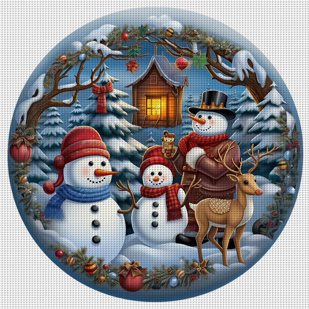 Christmas Snowman - 11CT Stamped Cross Stitch 40*40CM