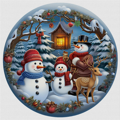 Christmas Snowman - 11CT Stamped Cross Stitch 40*40CM