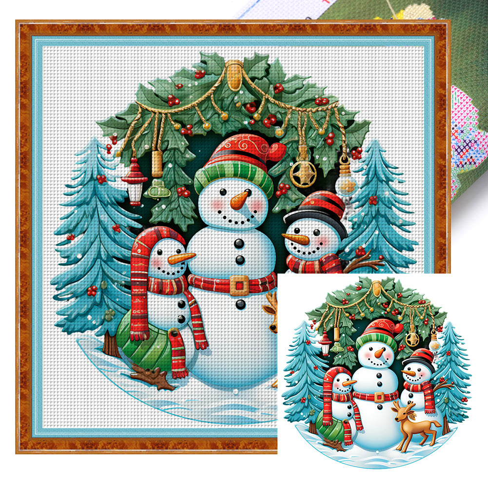 Christmas Snowman - 11CT Stamped Cross Stitch 40*40CM