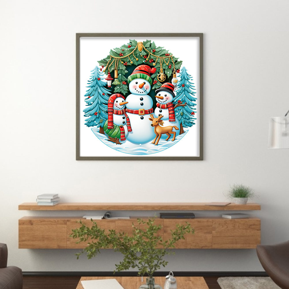 Christmas Snowman - 11CT Stamped Cross Stitch 40*40CM