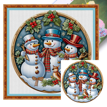 Christmas Snowman - 11CT Stamped Cross Stitch 40*40CM