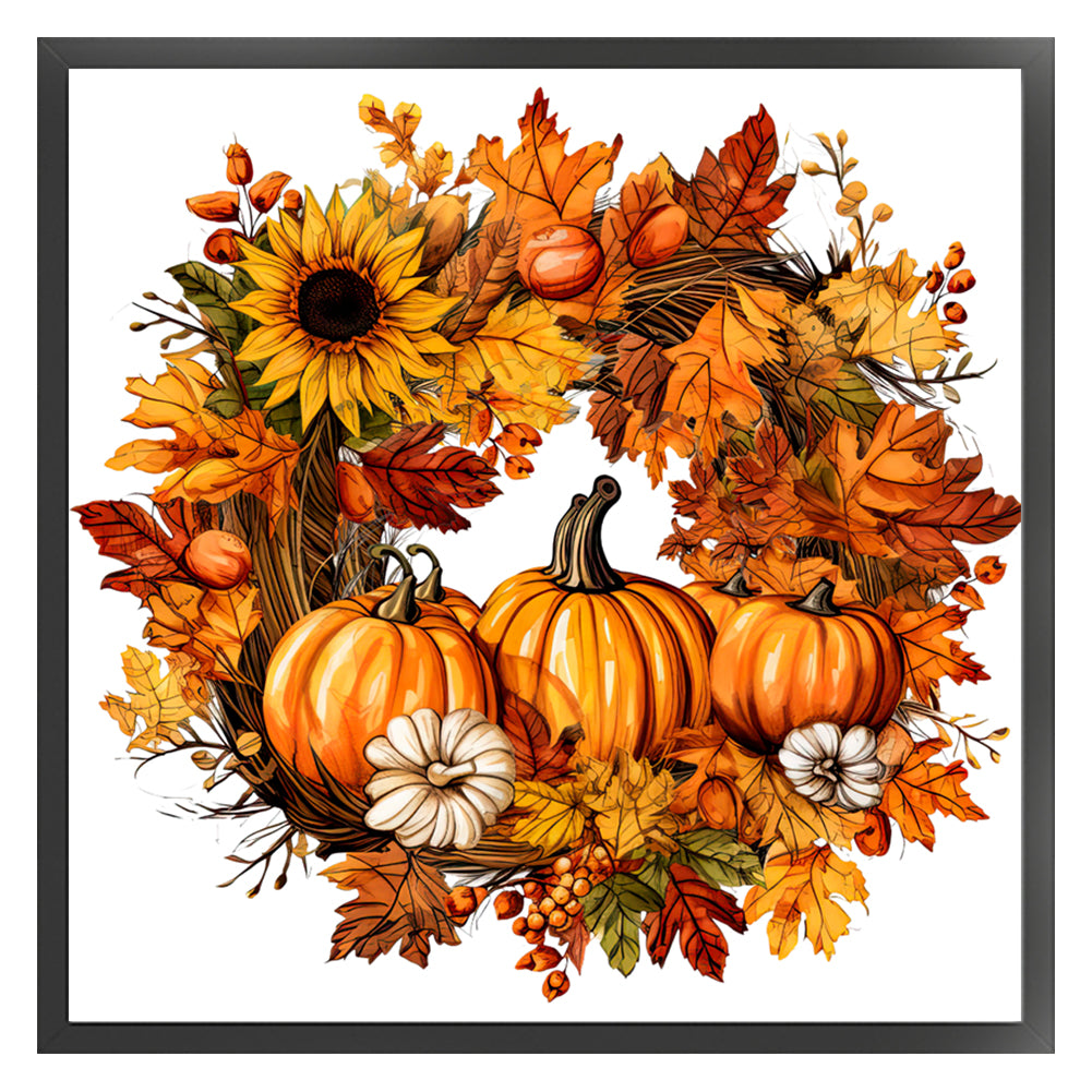 Maple Leaf Pumpkin Garland - 11CT Stamped Cross Stitch 40*40CM