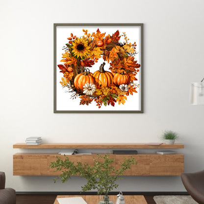 Maple Leaf Pumpkin Garland - 11CT Stamped Cross Stitch 40*40CM