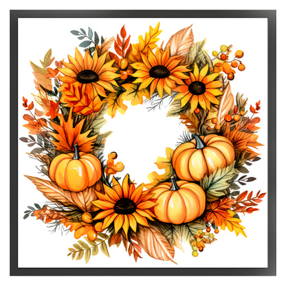 Maple Leaf Pumpkin Garland - 11CT Stamped Cross Stitch 40*40CM