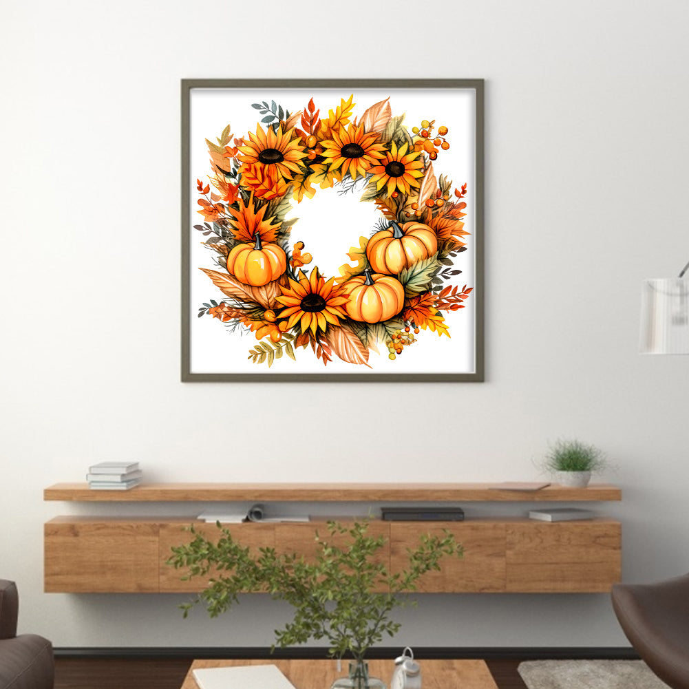 Maple Leaf Pumpkin Garland - 11CT Stamped Cross Stitch 40*40CM