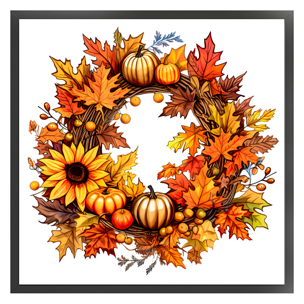 Maple Leaf Pumpkin Garland - 11CT Stamped Cross Stitch 40*40CM