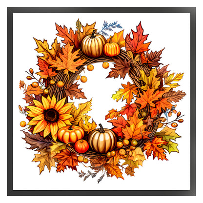 Maple Leaf Pumpkin Garland - 11CT Stamped Cross Stitch 40*40CM