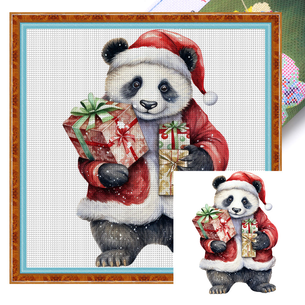 Christmas Panda - 11CT Stamped Cross Stitch 40*40CM