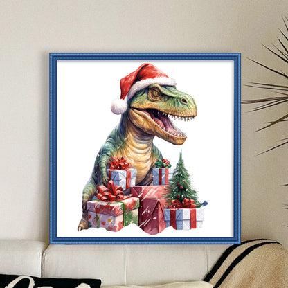 Christmas Dinosaur - 11CT Stamped Cross Stitch 40*40CM