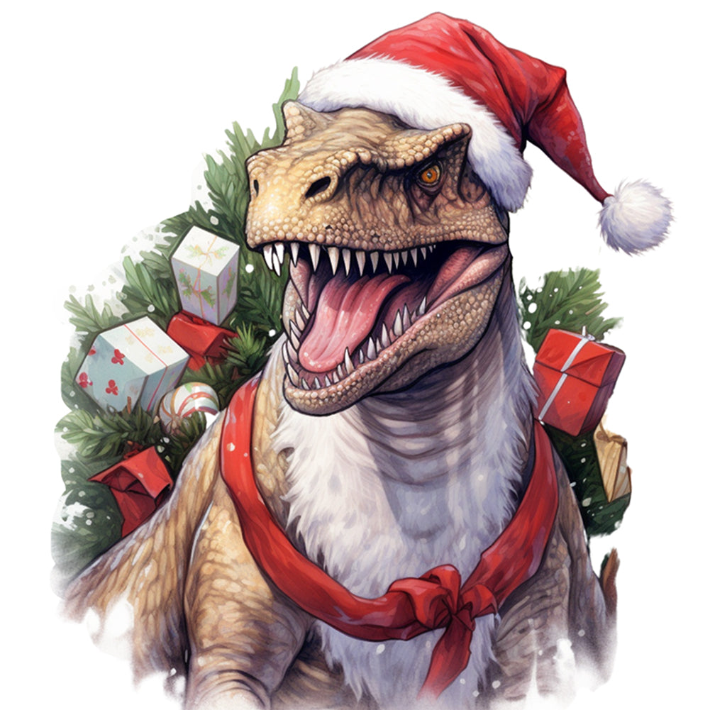 Christmas Dinosaur - 11CT Stamped Cross Stitch 40*40CM