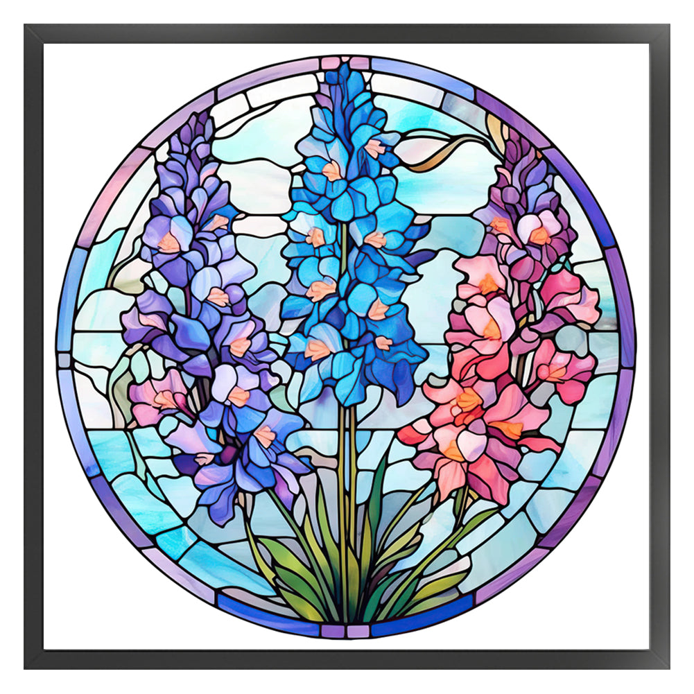 Glass Painting - Lupine - 18CT Stamped Cross Stitch 25*25CM