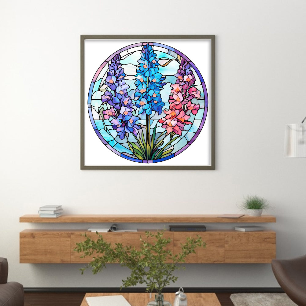 Glass Painting - Lupine - 18CT Stamped Cross Stitch 25*25CM