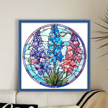 Glass Painting - Lupine - 18CT Stamped Cross Stitch 25*25CM