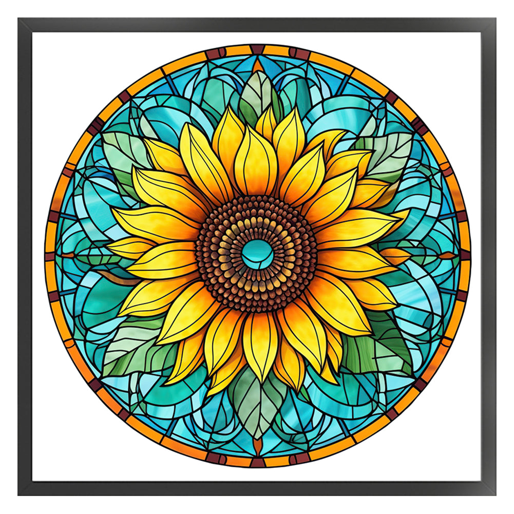 Glass Painting - Sunflower - 18CT Stamped Cross Stitch 25*25CM