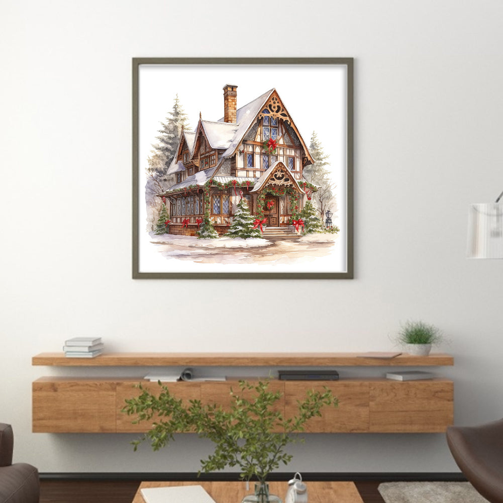 Christmas Cabin - 11CT Stamped Cross Stitch 50*50CM